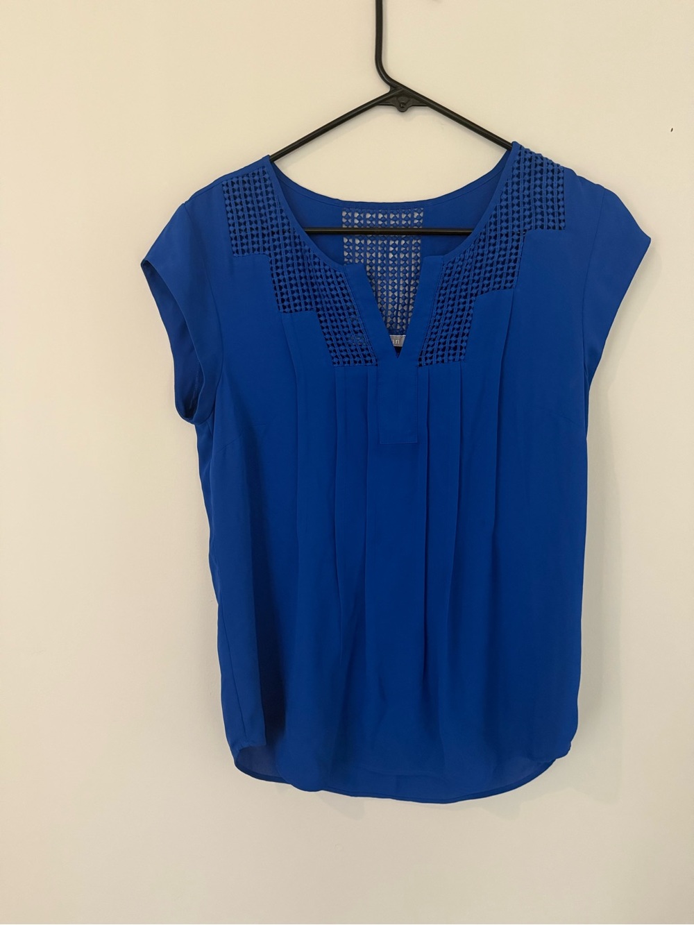 Daniel Rainn Royal Blue Blouse with Crochet Detail